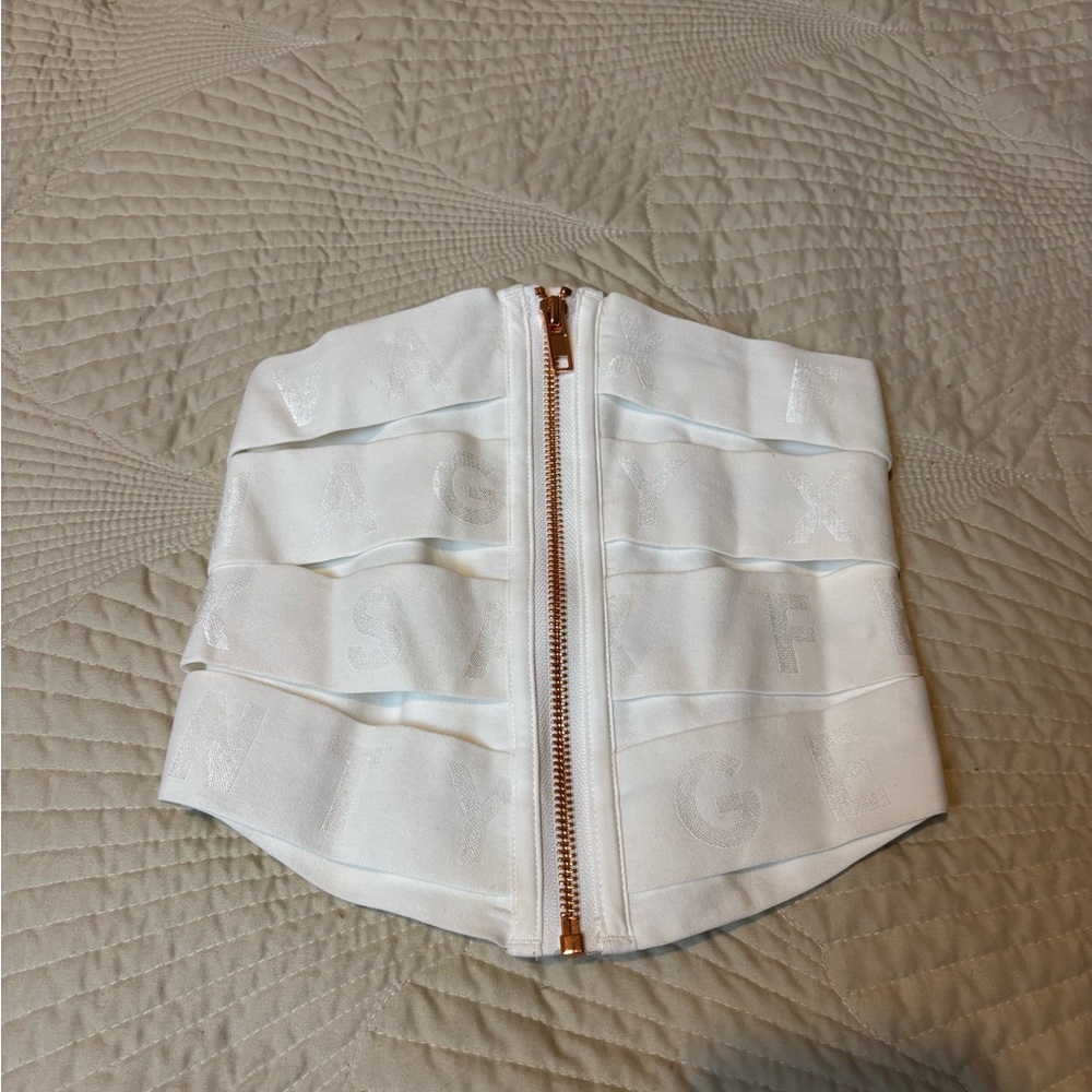 Savage X Fenty White Corset with Rosegold Zipper